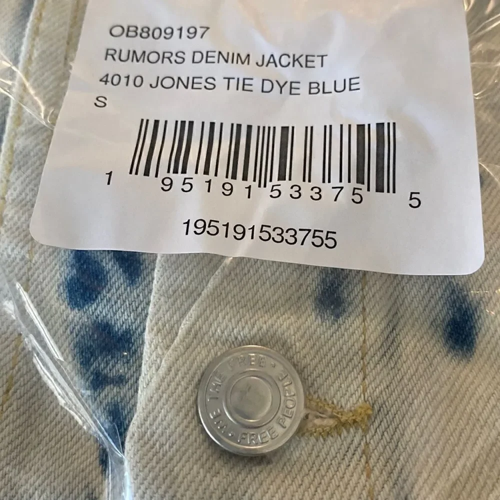 FREE PEOPLE RUMORS JONES TIE DYE BLUE DENIM JACKET